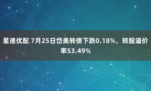 星速优配 7月25日岱美转债下跌0.18%，转股溢价率53.49%